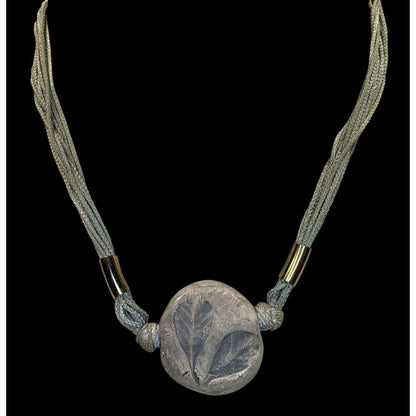 Handmade Fairycore Leaf Imprint Necklace With Cord & Brass Accents