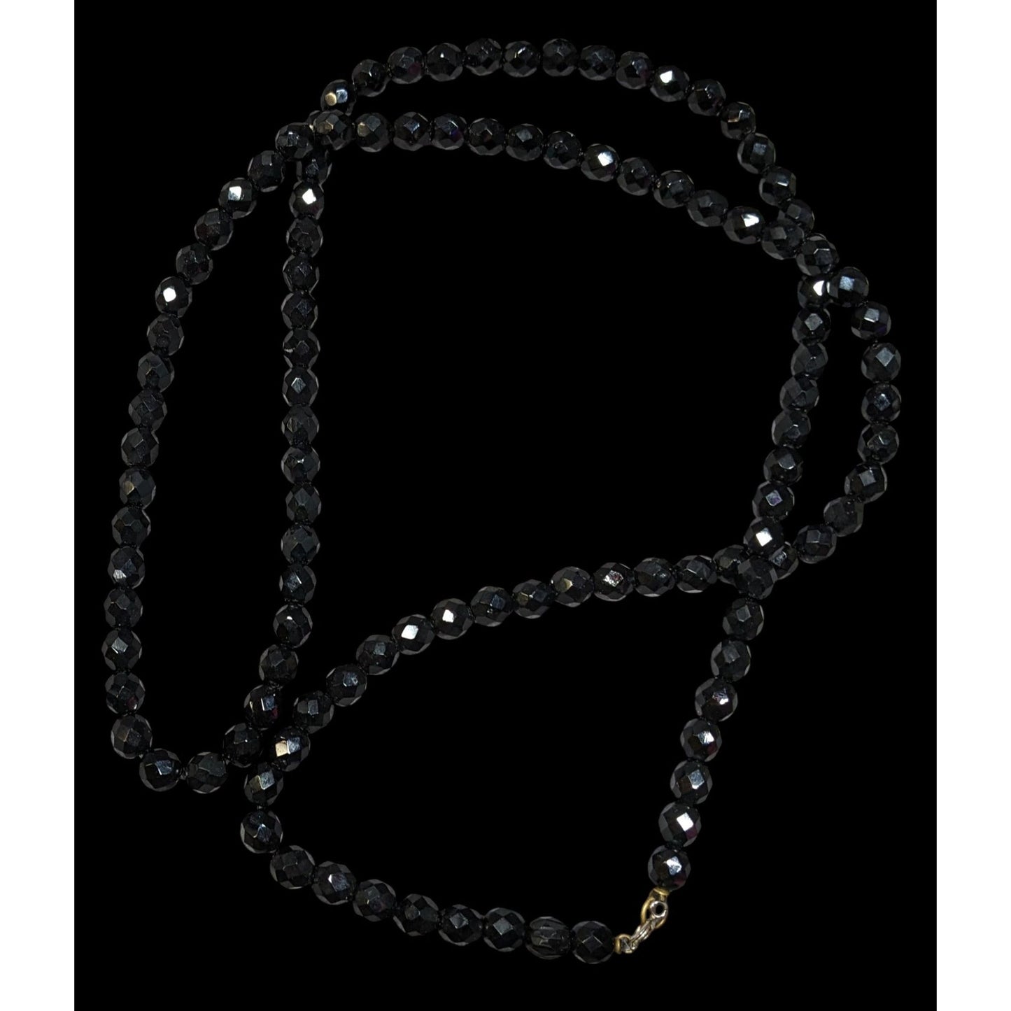 Corporate Goth Black Faceted Glass Beaded Necklace