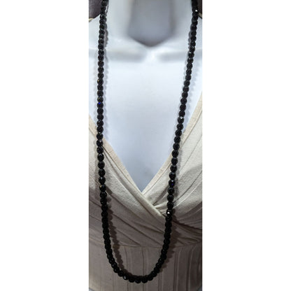 Corporate Goth Black Faceted Glass Beaded Necklace