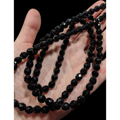 Corporate Goth Black Faceted Glass Beaded Necklace