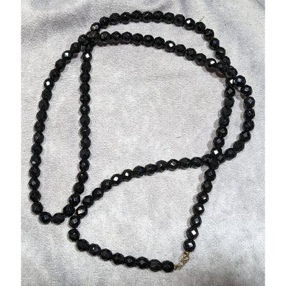 Corporate Goth Black Faceted Glass Beaded Necklace