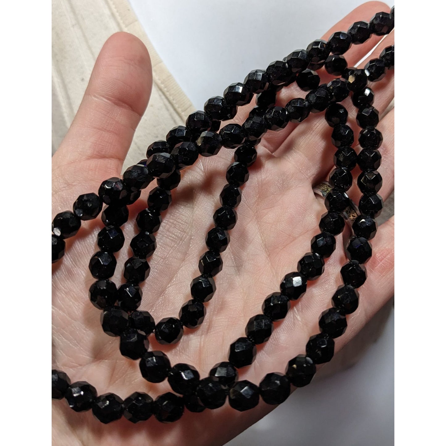 Corporate Goth Black Faceted Glass Beaded Necklace