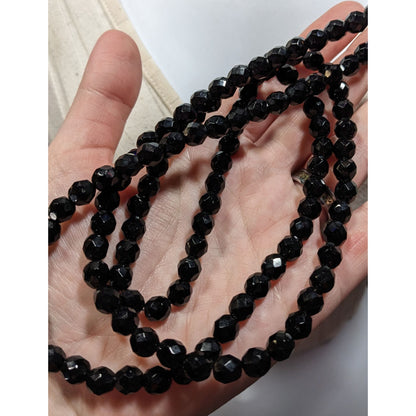 Corporate Goth Black Faceted Glass Beaded Necklace