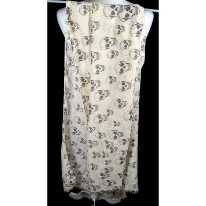Gothic Halloween Skull Print Cream And Black Scarf/Shawl/Wrap