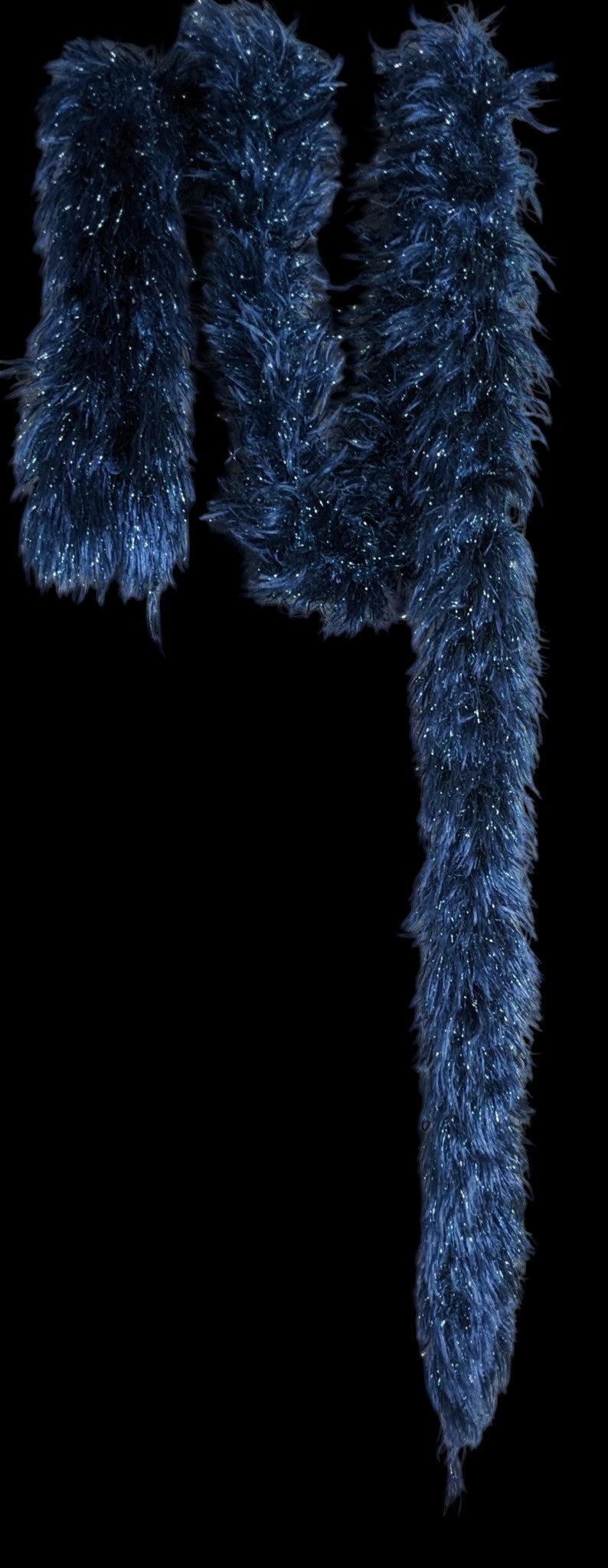 Handmade Blue And Metallic Eyelash Yarn Scarf By Kristina Amodeo