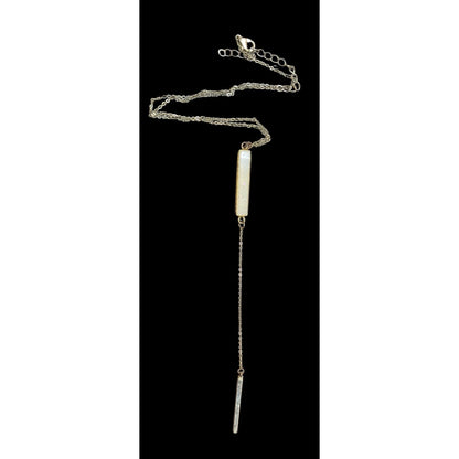 Y2K Style Agate And Gold Tone Y Drop Necklace