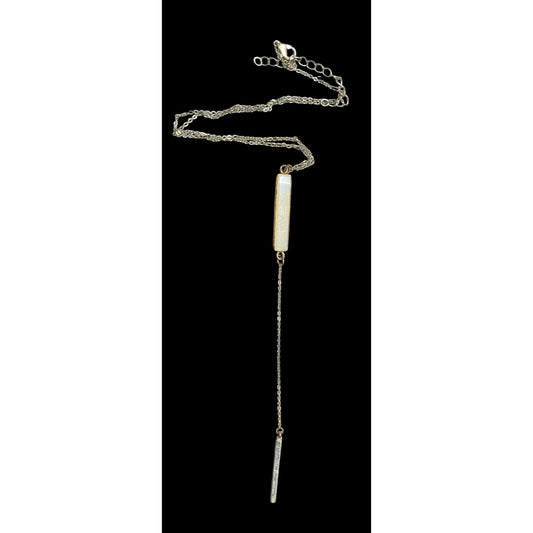 Y2K Style Agate And Gold Tone Y Drop Necklace