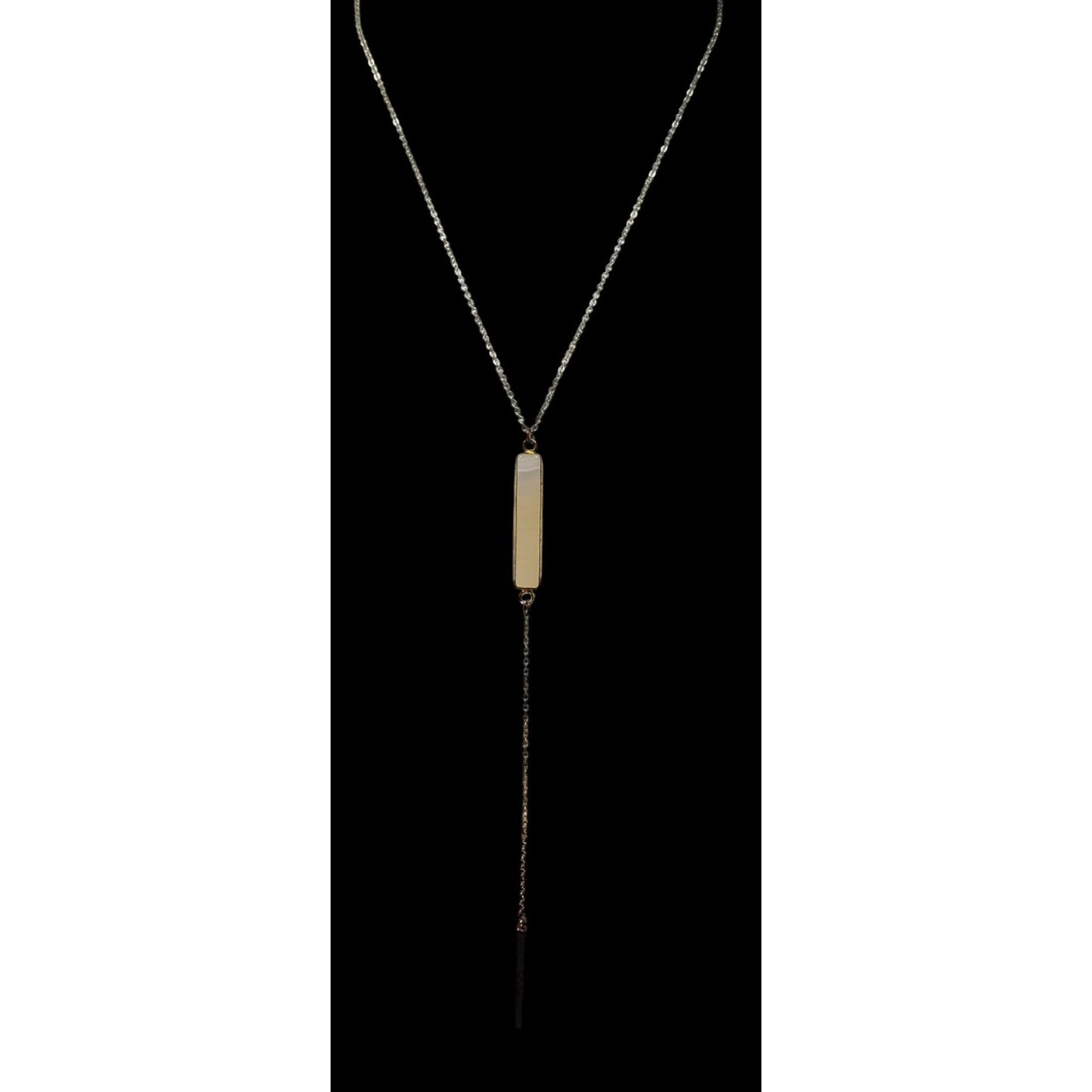 Y2K Style Agate And Gold Tone Y Drop Necklace