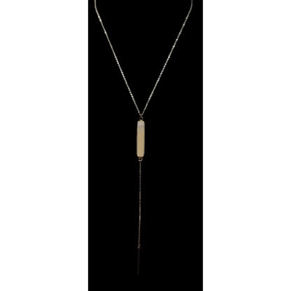 Y2K Style Agate And Gold Tone Y Drop Necklace