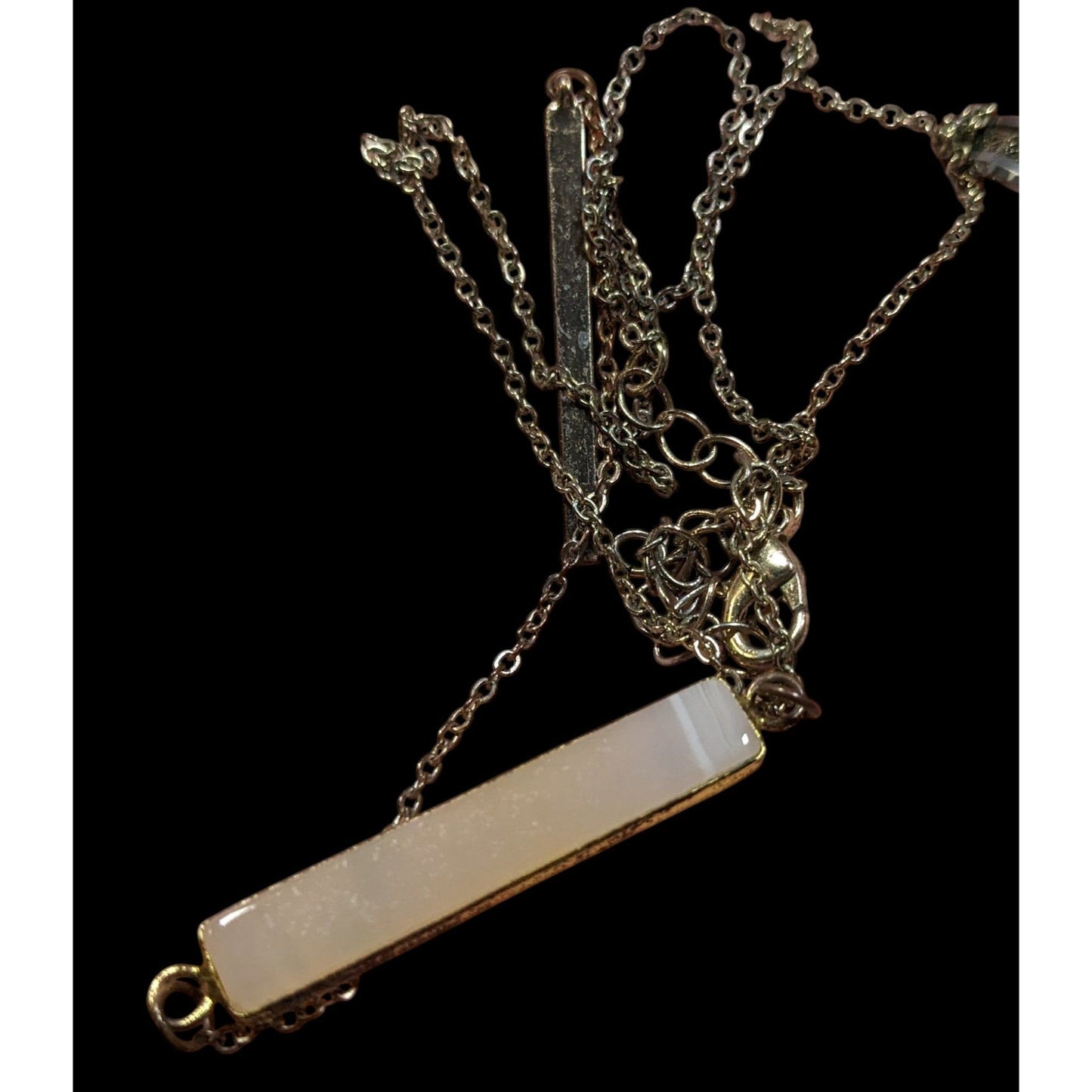 Y2K Style Agate And Gold Tone Y Drop Necklace