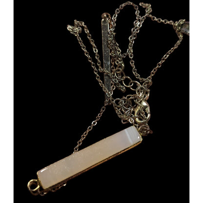 Y2K Style Agate And Gold Tone Y Drop Necklace