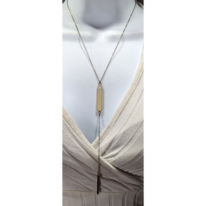 Y2K Style Agate And Gold Tone Y Drop Necklace