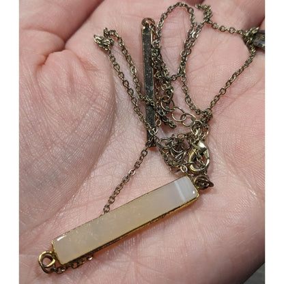 Y2K Style Agate And Gold Tone Y Drop Necklace