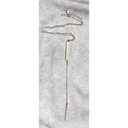 Y2K Style Agate And Gold Tone Y Drop Necklace