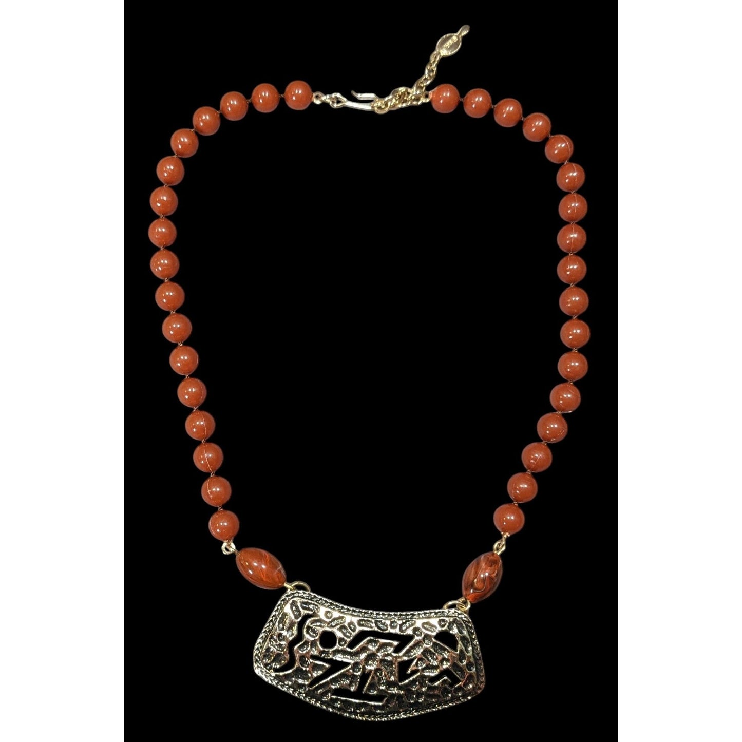 Vintage Sarah Coventry Beaded Abstract Cutout Pendant Necklace