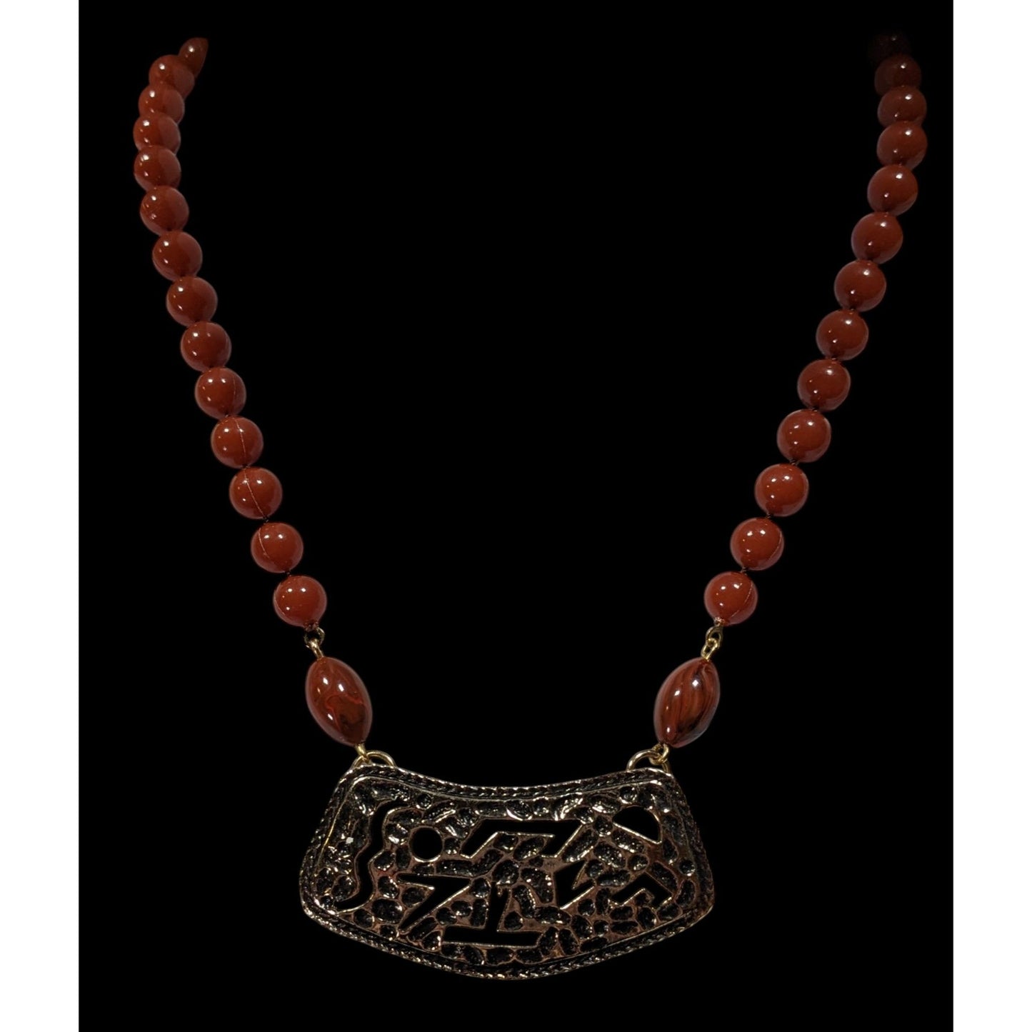 Vintage Sarah Coventry Beaded Abstract Cutout Pendant Necklace