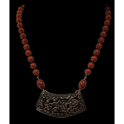 Vintage Sarah Coventry Beaded Abstract Cutout Pendant Necklace