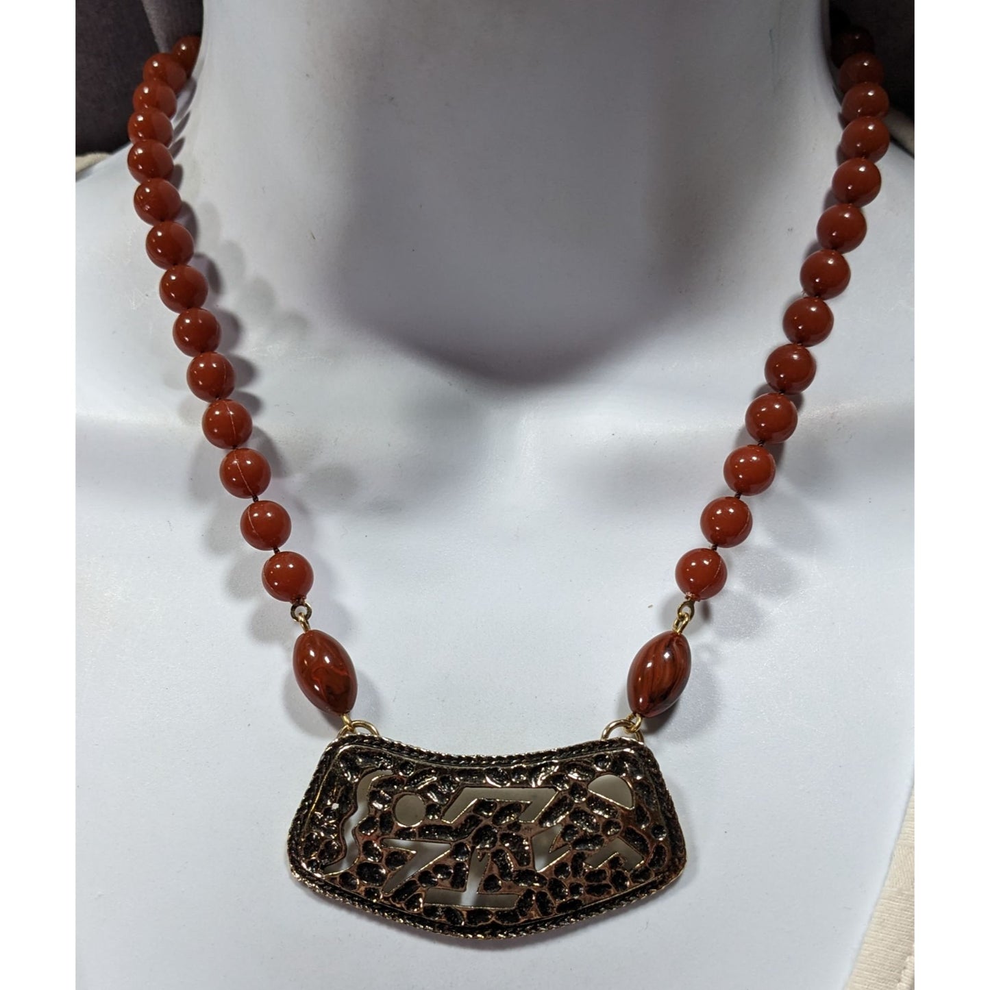 Vintage Sarah Coventry Beaded Abstract Cutout Pendant Necklace