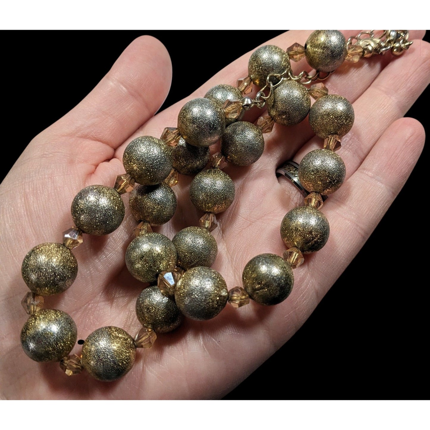 Charming Charlie Glitter Ball Glam Silver And Gold Tone Beaded Necklace