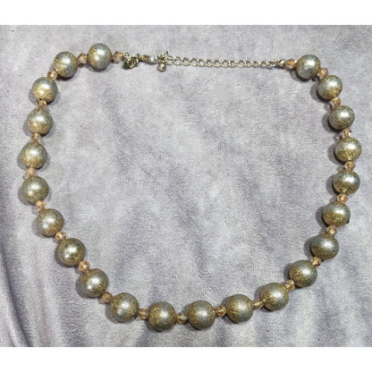 Charming Charlie Glitter Ball Glam Silver And Gold Tone Beaded Necklace