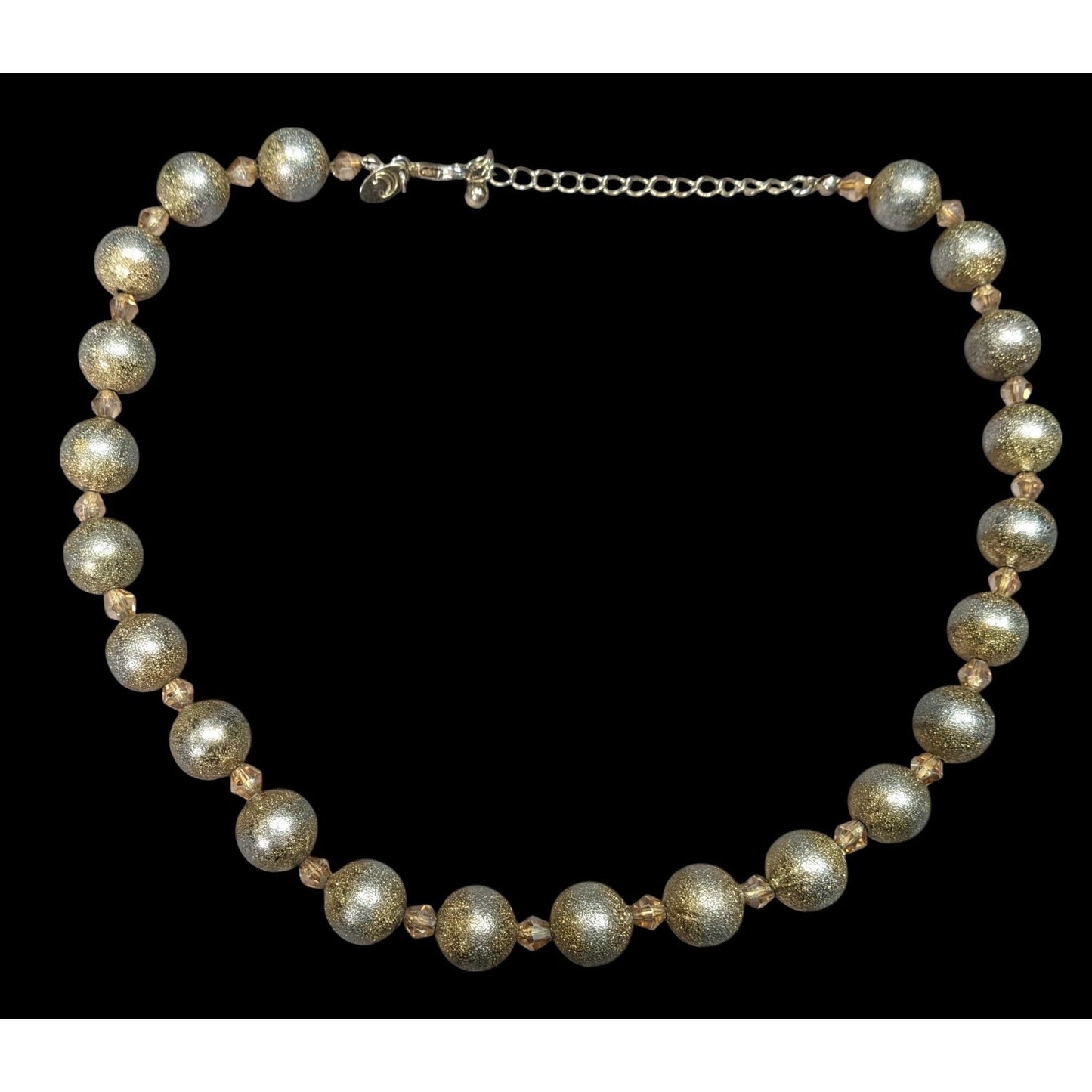 Charming Charlie Glitter Ball Glam Silver And Gold Tone Beaded Necklace