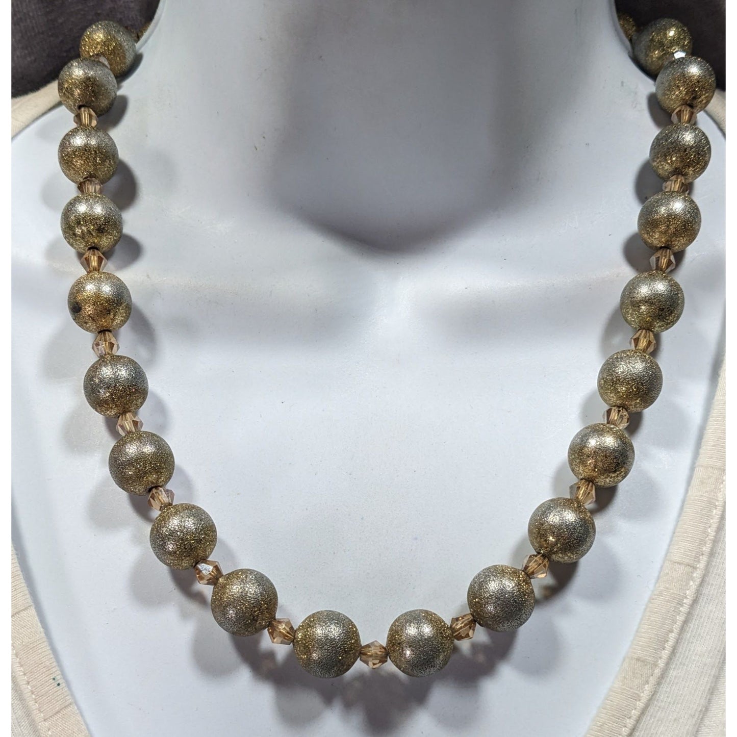 Charming Charlie Glitter Ball Glam Silver And Gold Tone Beaded Necklace