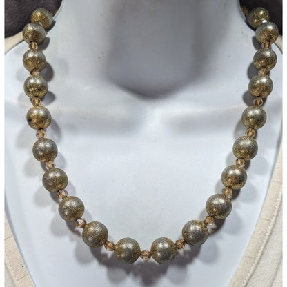Charming Charlie Glitter Ball Glam Silver And Gold Tone Beaded Necklace