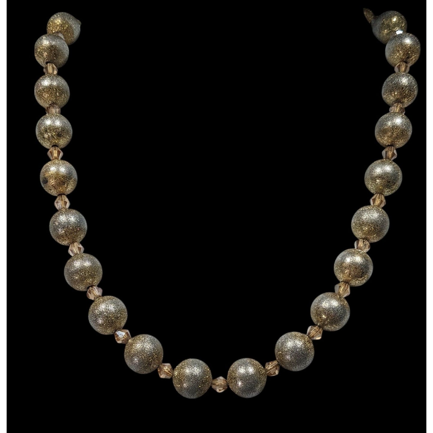 Charming Charlie Glitter Ball Glam Silver And Gold Tone Beaded Necklace