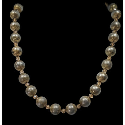 Charming Charlie Glitter Ball Glam Silver And Gold Tone Beaded Necklace