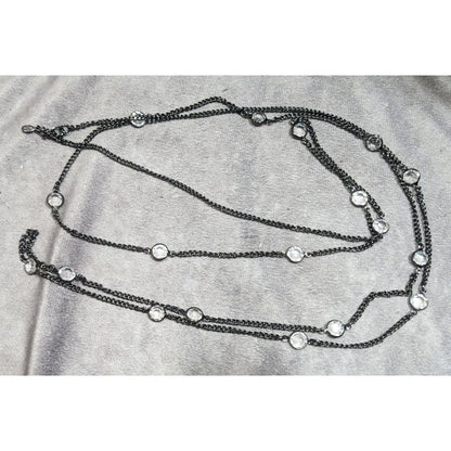 Premier Designs Glam Goth Gunmetal Clear Gemmed Station Necklace