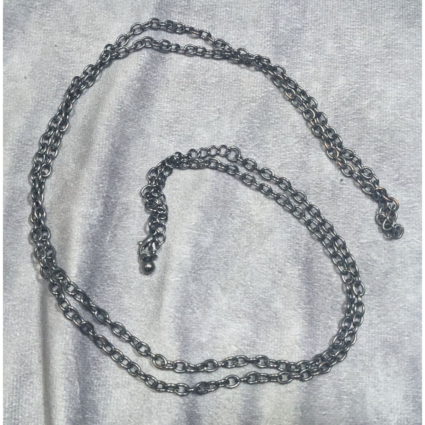 Casual Long Gunmetal Tone Chain Necklace