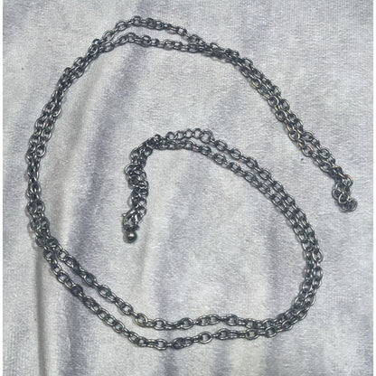 Casual Long Gunmetal Tone Chain Necklace