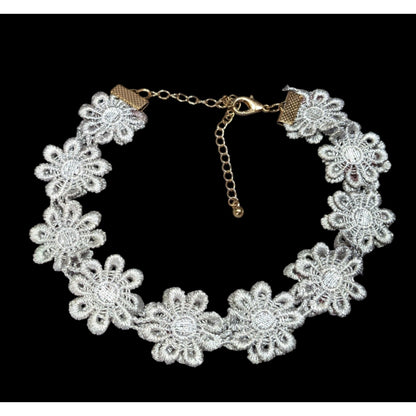 Fairycore Grey/Blue Floral Lace Choker Necklace