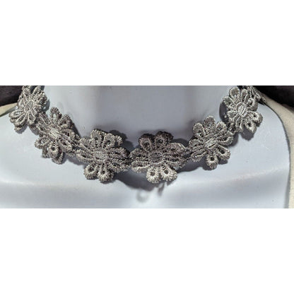Fairycore Grey/Blue Floral Lace Choker Necklace