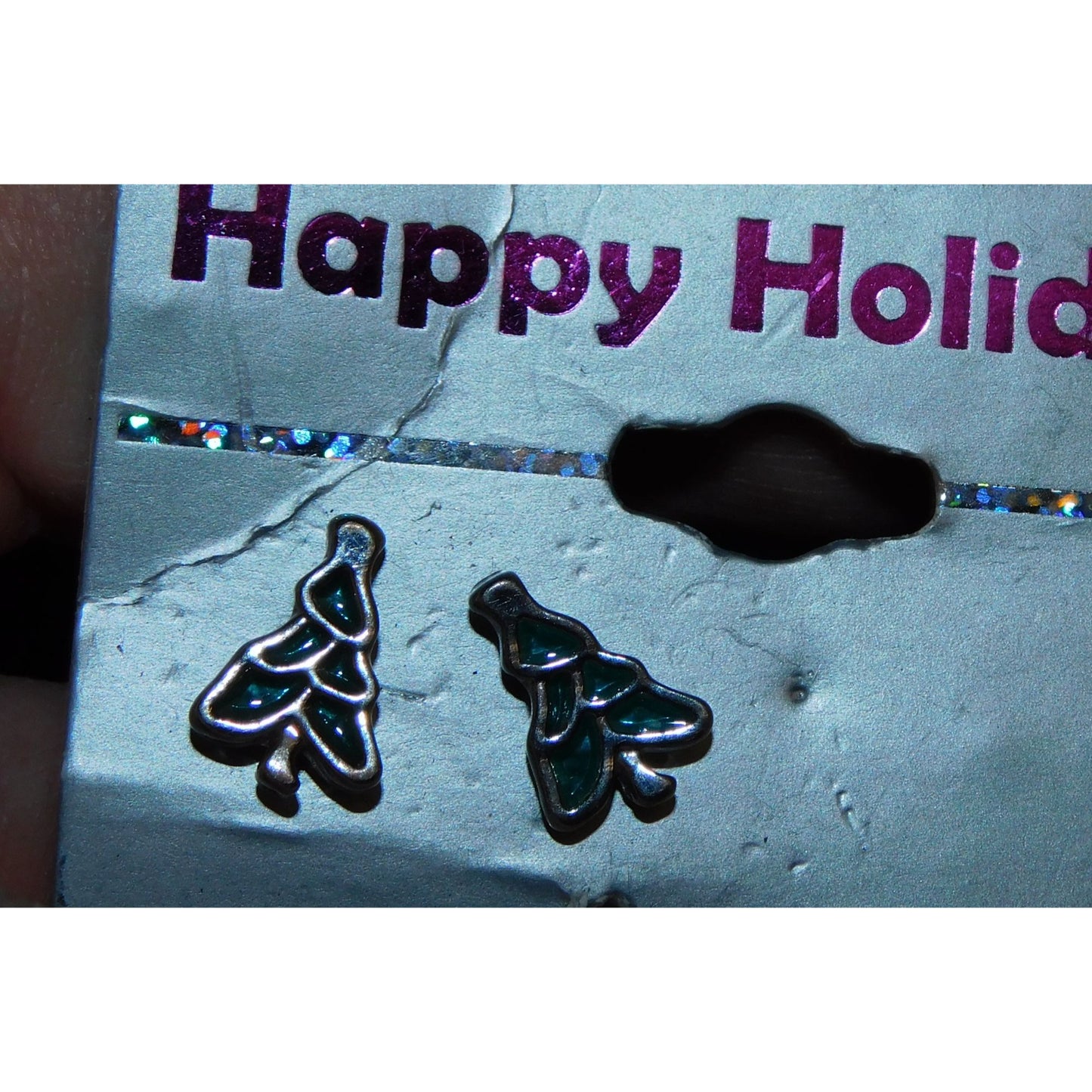 Christmas Tree Metal And Enamel Stud Earrings