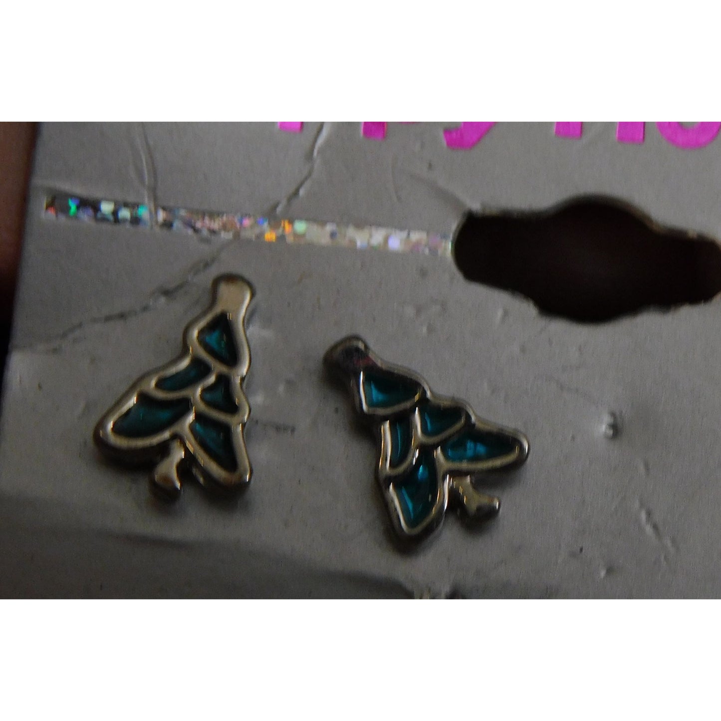 Christmas Tree Metal And Enamel Stud Earrings