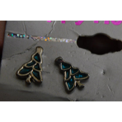 Christmas Tree Metal And Enamel Stud Earrings