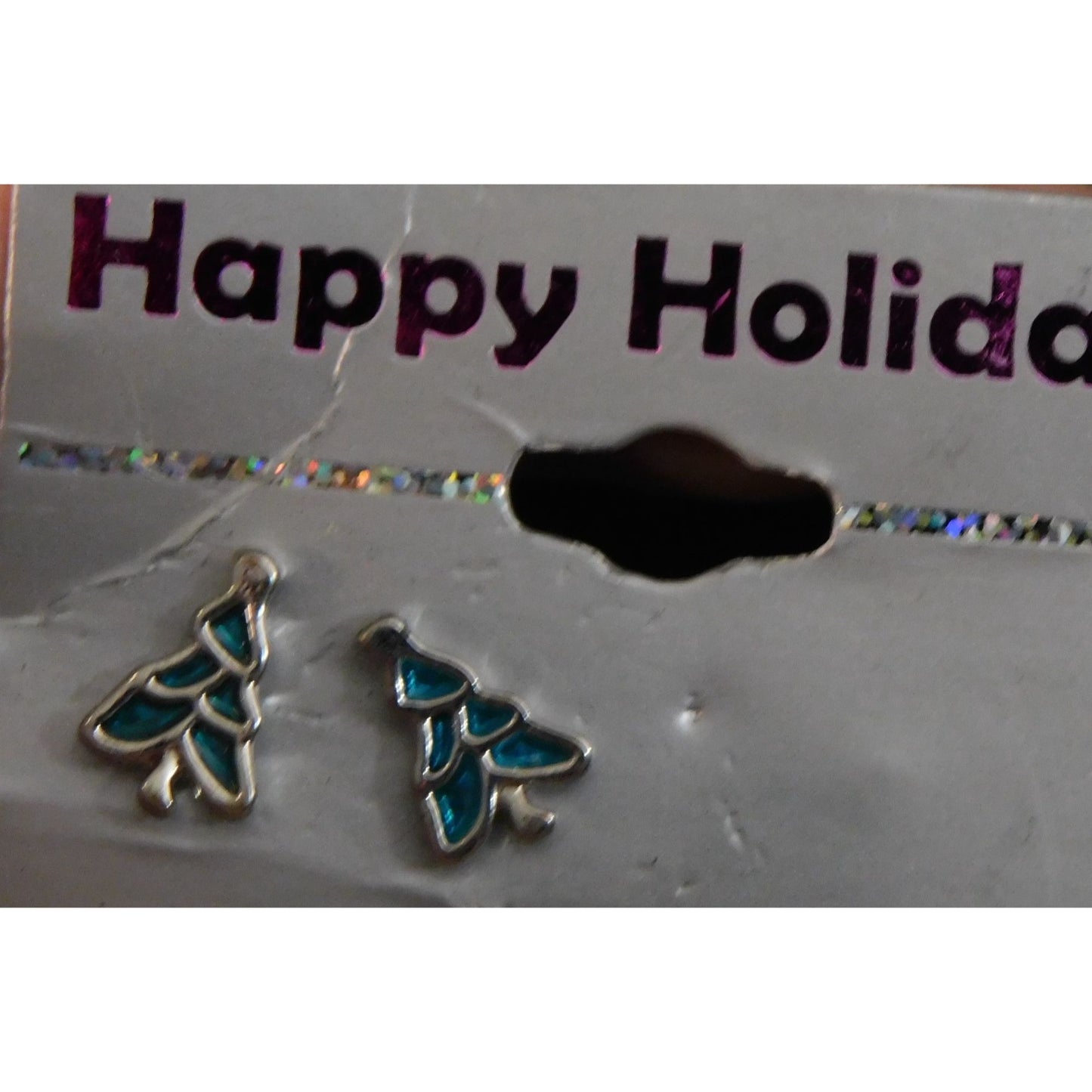 Christmas Tree Metal And Enamel Stud Earrings