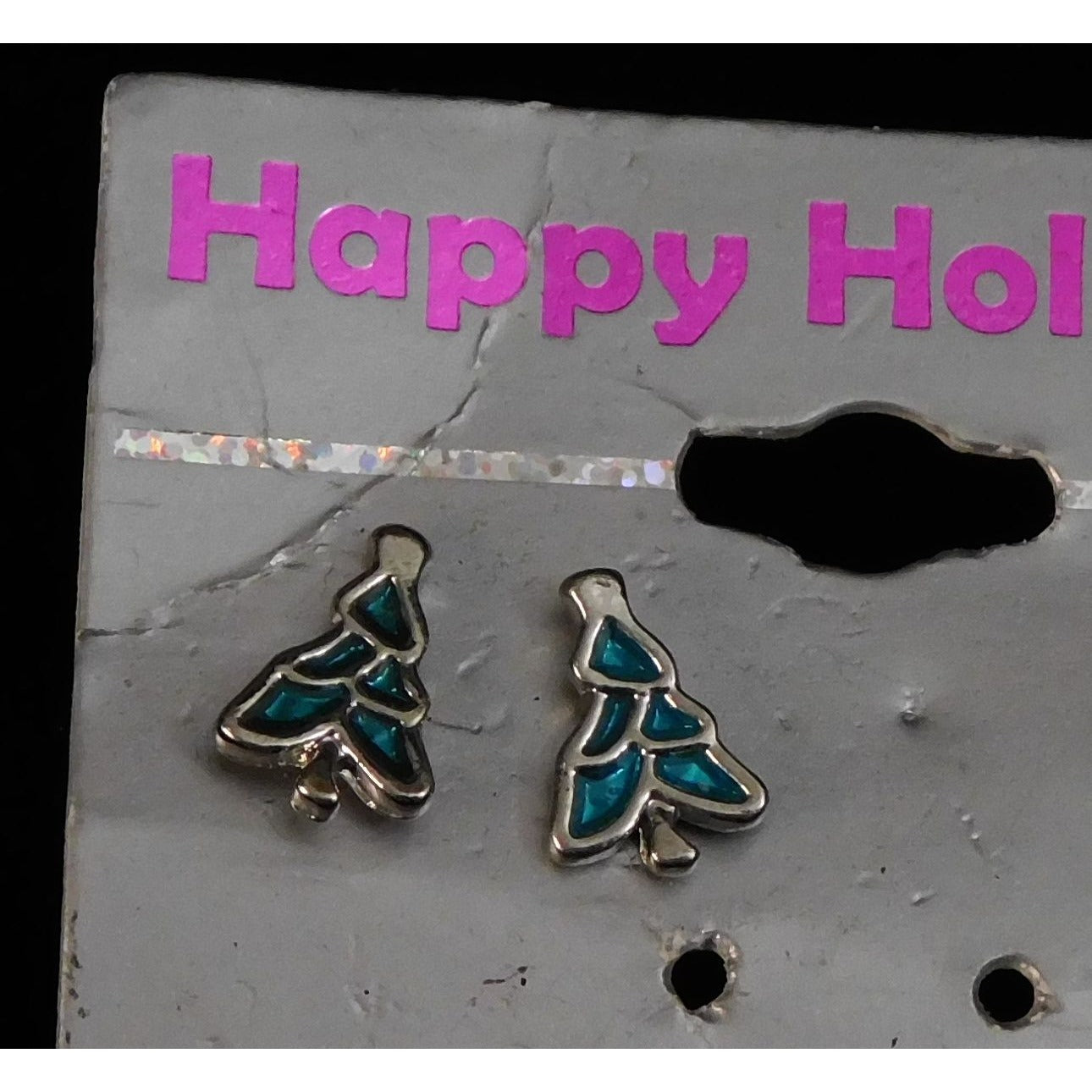 Christmas Tree Metal And Enamel Stud Earrings