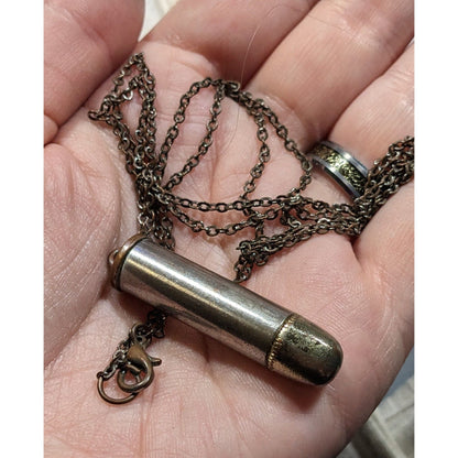 Vintage Metallic Shotgun Shell Pendant Necklace
