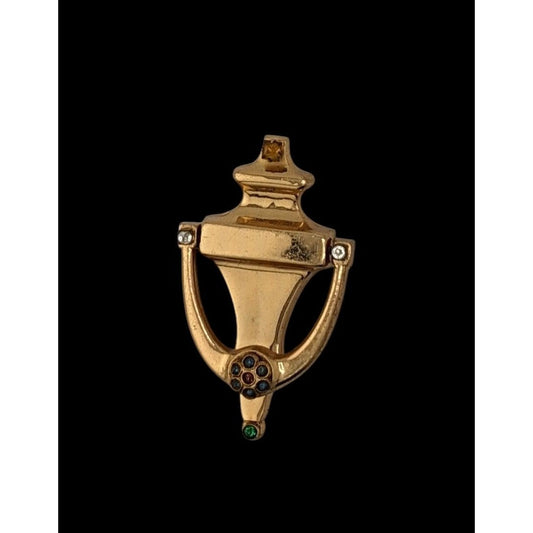 Vintage Coro Working Dork Knocker Pendant With Rhinestones