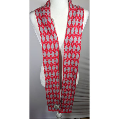 Avoca Nest Red And Grey Argyle Cotton Scarf
