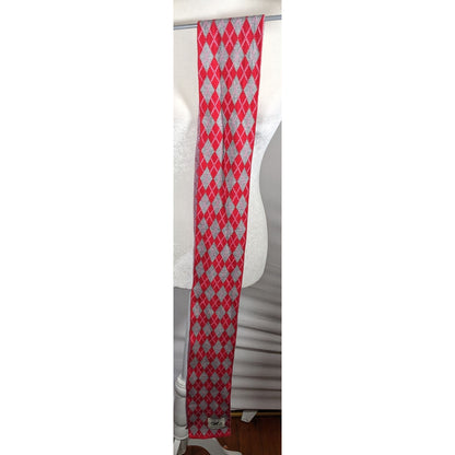 Avoca Nest Red And Grey Argyle Cotton Scarf