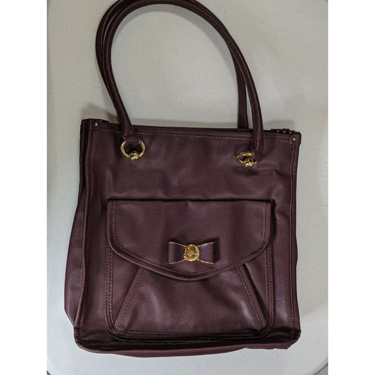 Lulu By Lulu Guinness Purple Tote Bag With Bow Detail Polka Dot Lining & Gold Accents