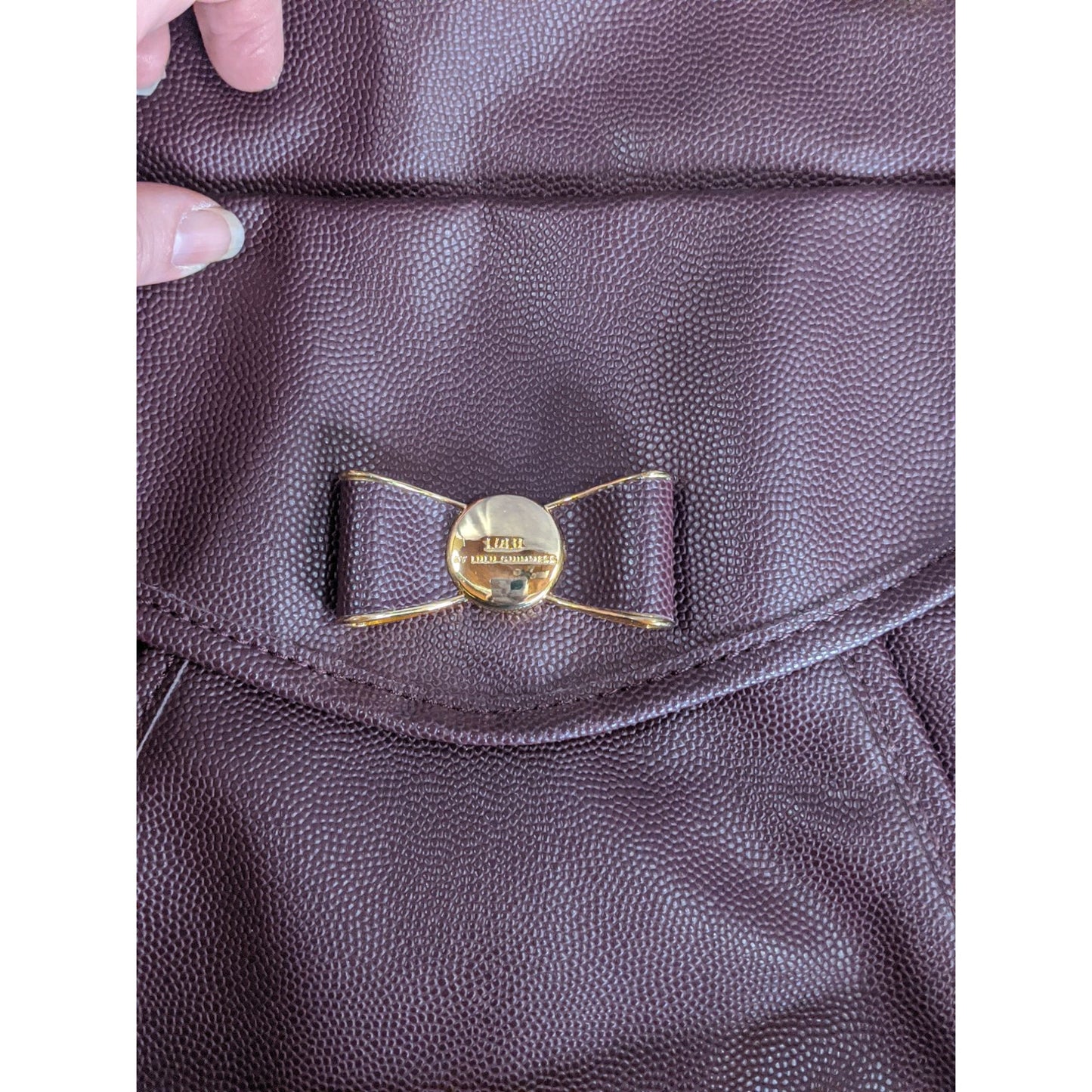 Lulu By Lulu Guinness Purple Tote Bag With Bow Detail Polka Dot Lining & Gold Accents