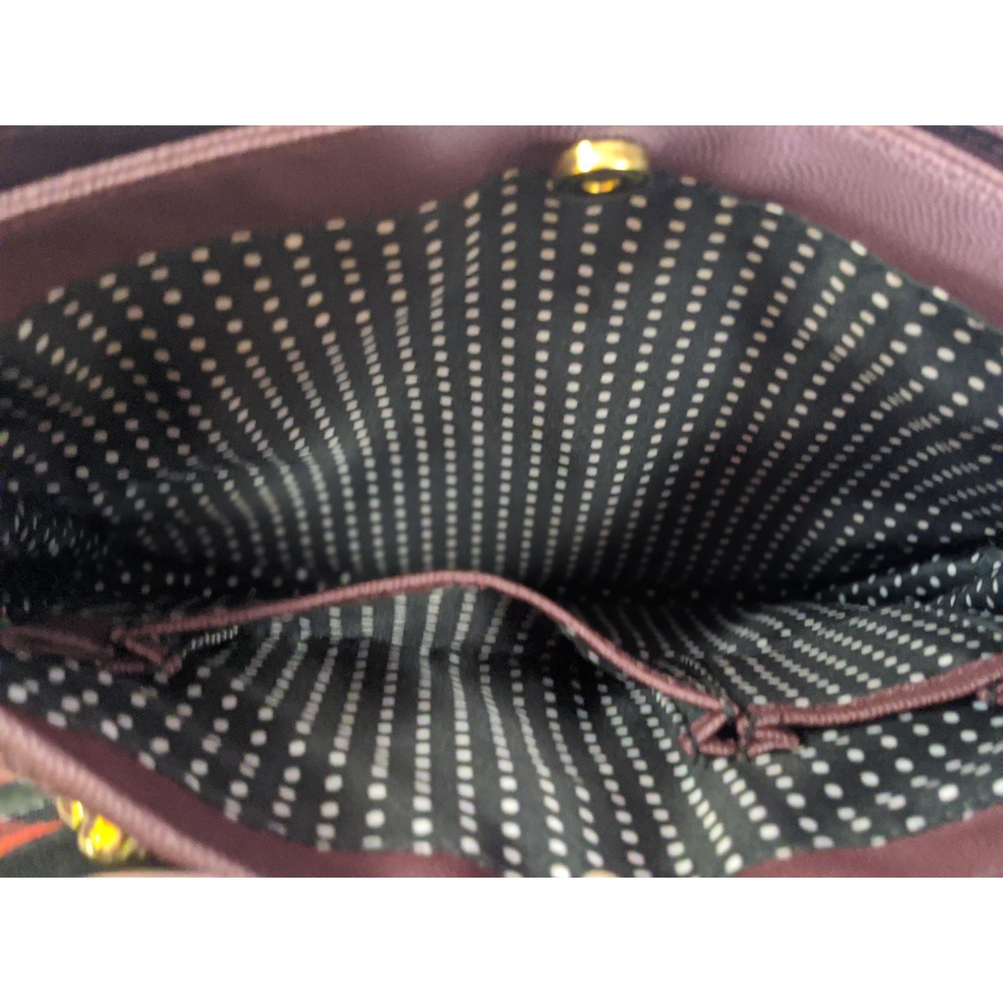 Lulu By Lulu Guinness Purple Tote Bag With Bow Detail Polka Dot Lining & Gold Accents
