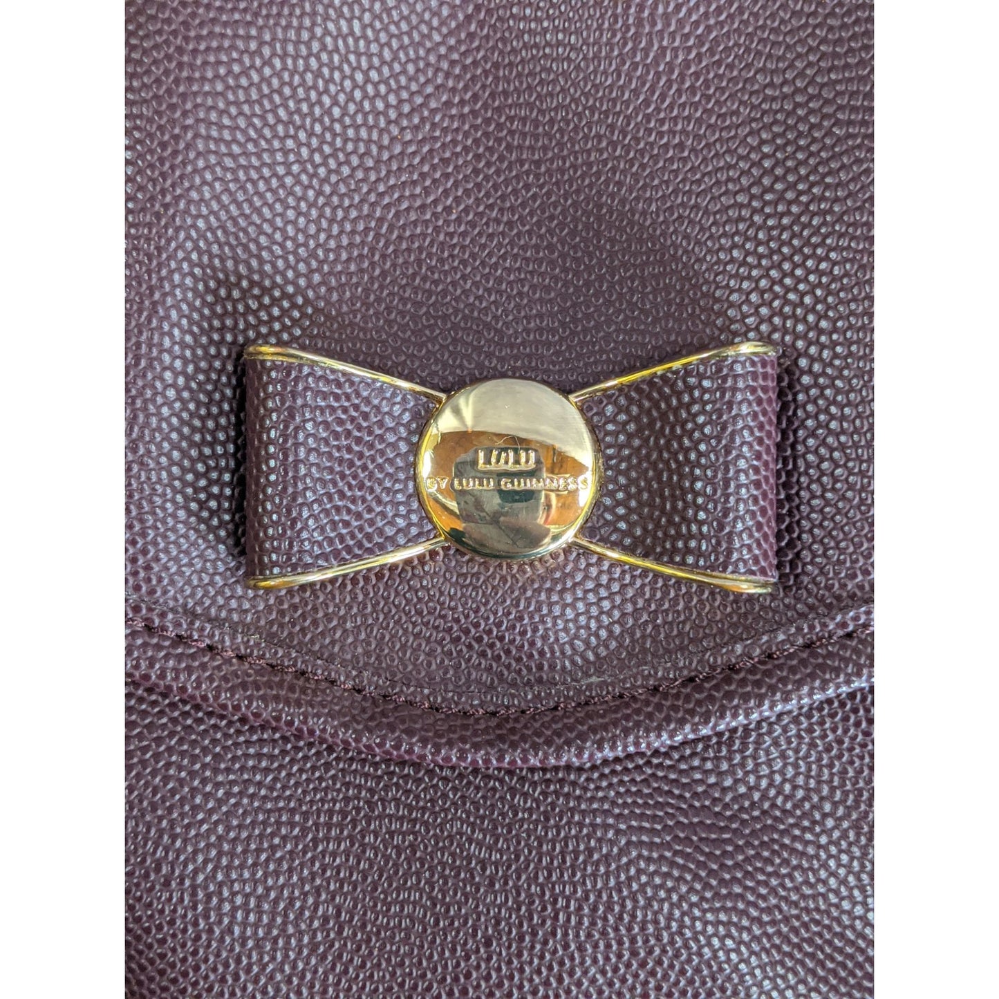 Lulu By Lulu Guinness Purple Tote Bag With Bow Detail Polka Dot Lining & Gold Accents