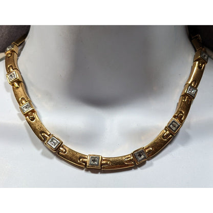 Vintage Elegant Stylized Link Chain Necklace With Rhinestone Accents
