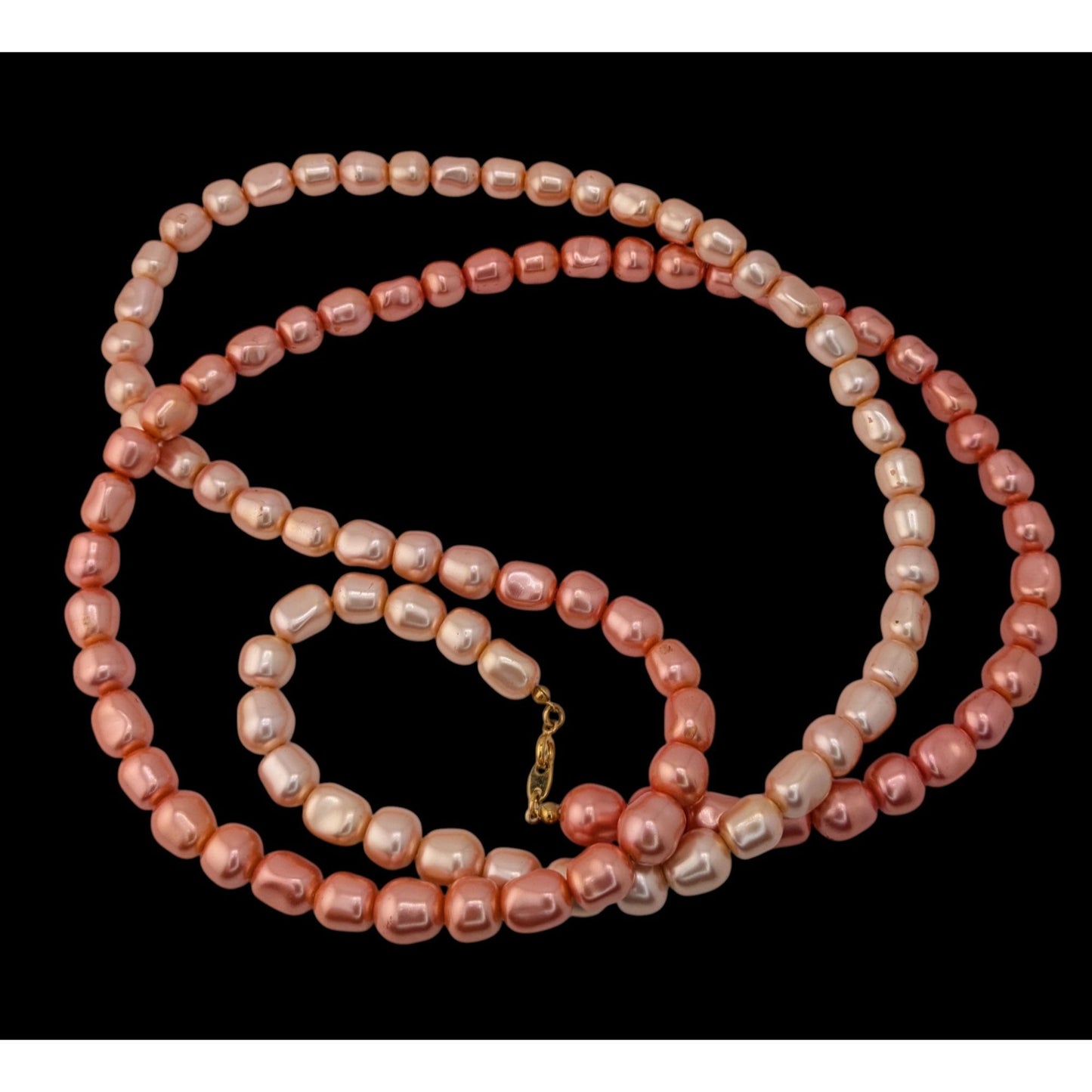 Coquette Y2K Vintage Avon Pink Faux Pearl Long Strand Necklace Statement Jewelry