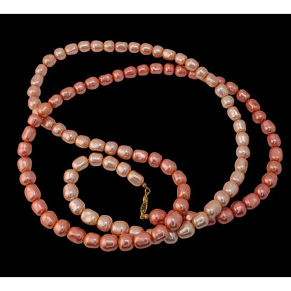 Coquette Y2K Vintage Avon Pink Faux Pearl Long Strand Necklace Statement Jewelry